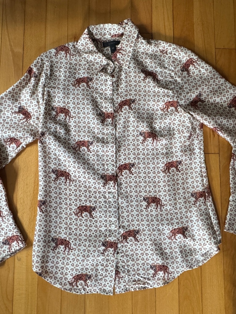 J Crew Collection Silk Tiger Print Blouse. Size P4